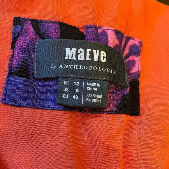 Anthropologie MAEVE Macie Maxi Dress Purple Floral Print Orange Pink EUC Size 8 - Picture 8 of 16